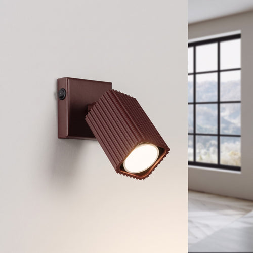 Sollux Lighting Wandlamp RAYO bruin met schakelaar - 8x16x16cm