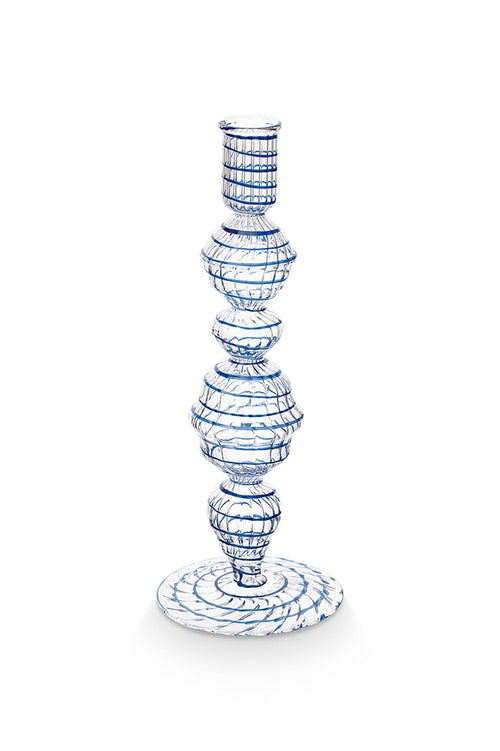 Pip Studio Kandelaar Swirl - Glas - Donkerblauw - 22cm