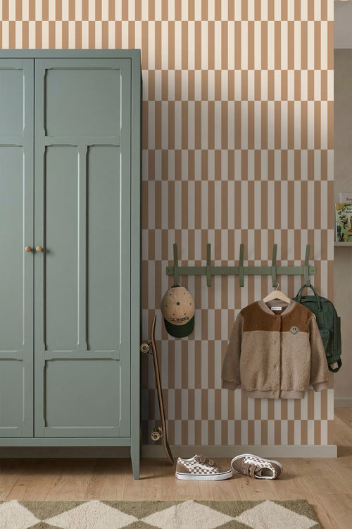 ESTAhome behang strepen beige en bruin - 53 cm x 10.05 m - 131214