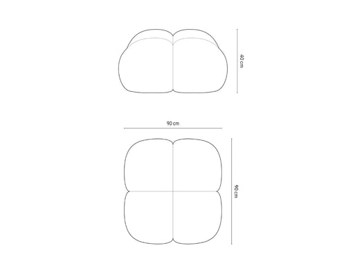 Cosmopolitan Design Poef Loretto structurele stof grijs - 90x90x40cm