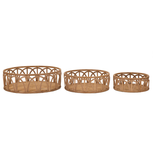 Mauro Ferretti opbergmand - set van 3 - Ø 50x16 - 40x14 - 30x12 cm - bruin
