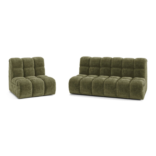 Premium Interiors - Bank SEVEN - gewaafd fluweel vintage groen 243cm