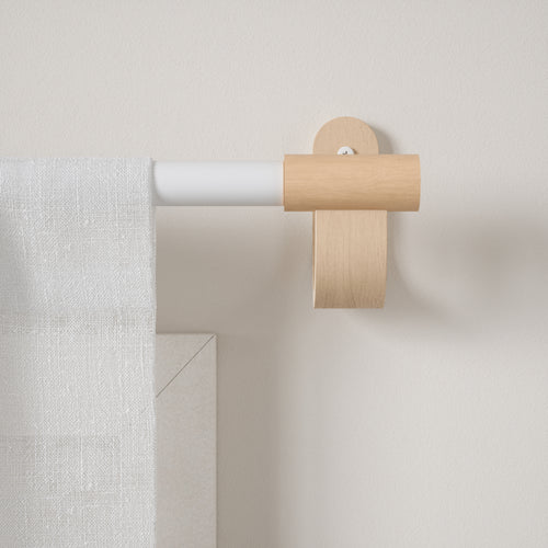 Umbra uitschuifbare enkele gordijnroede Bellwood - 107 x 9 x 11 cm - Wit/naturel