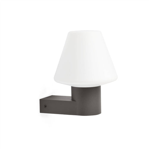 Faro Structure - 1 Light Outdoor Globe Wandlamp Donkergrijs IP44, E27 (KAP NIET INBEGREPEN)