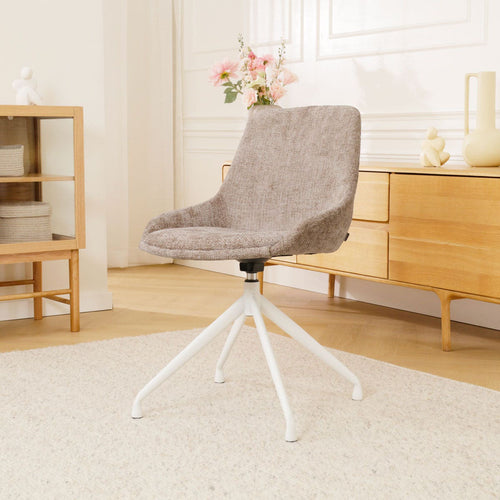 Nolon Nola-Isa Eetkamerstoel Bruin - Draaibaar Wit Onderstel - vtwonen shop