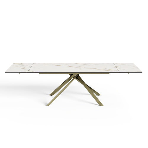 Sia Home - Uitschuifbare tafels GINKO  - Keramiek - Carrara wit en goud - 180cm