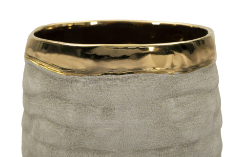 Mauro Ferretti vaas - 14x31,5 cm - beige/goud