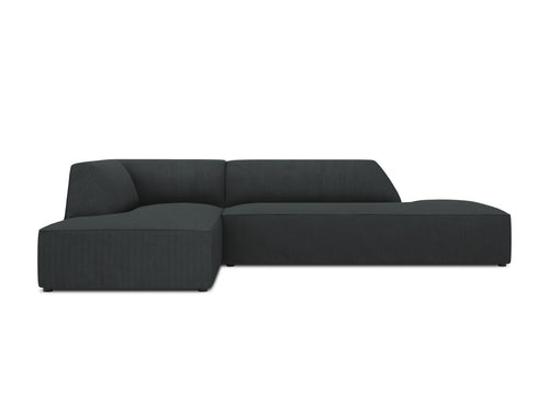 Micadoni linker hoekbank Ruby 4-zits, ribfluwelen, zwart - 180x273x69cm