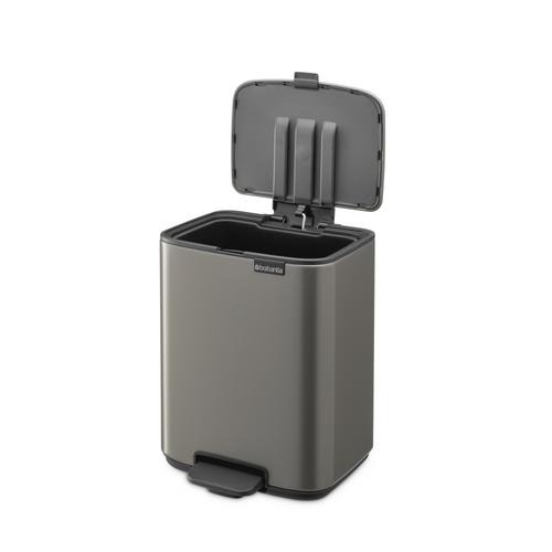 Brabantia Bo Pedaalemmer, 7 liter, stil sluitend, kunststof binnenemmer - Platinum