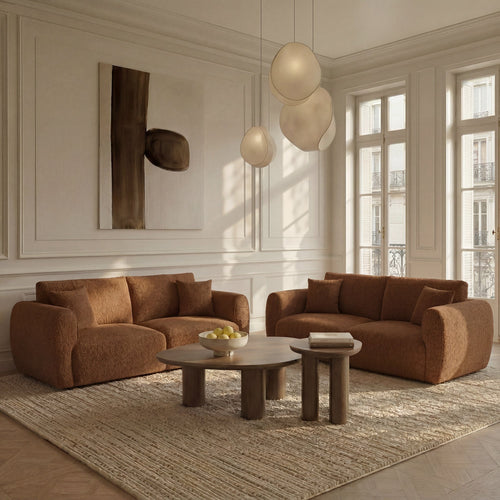 Premium Interiors - 3-zitsbank PRIMA - bouclette terracotta 213cm