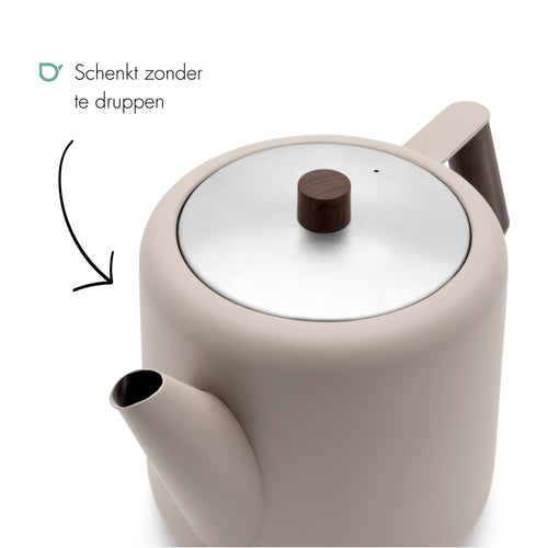 Bredemeijer - Dubbelwandige theepot Duet Design Boston - 1,1 liter - RVS - Zand