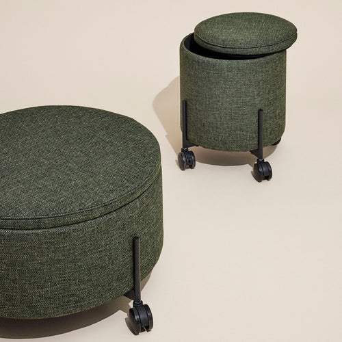 Hübsch poef Contain - acryl/polyester/staal - ø42xh46cm