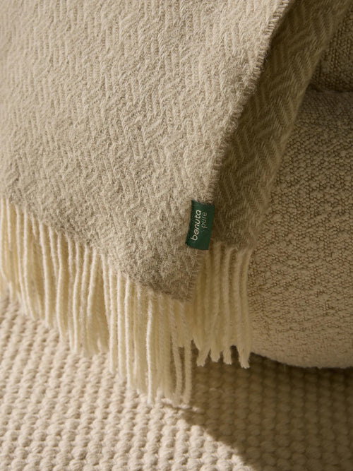 benuta wollen deken Bianca - beige - 130x180 cm