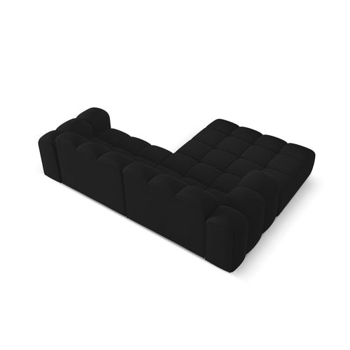 Cosmopolitan Design - Linker hoekbank Treno 3-zits, flueel zwart - 184x240x70cm