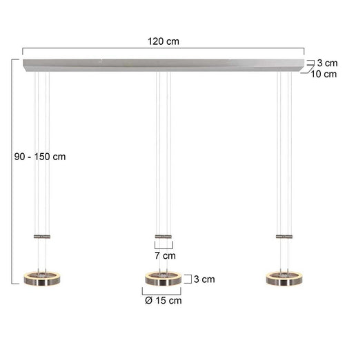 Steinhauer hanglamp Piola - 3 lichts - 120x 90 cm - mat chroom - vtwonen shop