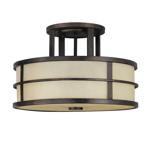 Elstead Fusion - 3-lichts semi-inbouw plafondlamp brons, E27