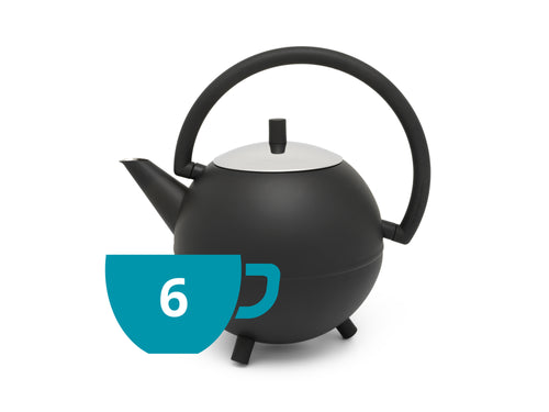Bredemeijer - Theepot Duet Design Saturn 1,2L mat zwart - vtwonen shop