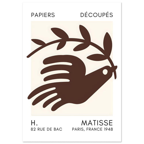 Artfulprints  Matisse – Peace dove brown   Poster A4 21x29.7 cm
