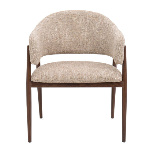 DÉJA Living Eetkamerstoel Dénia - Taupe/Walnoot Stof - Set van 2