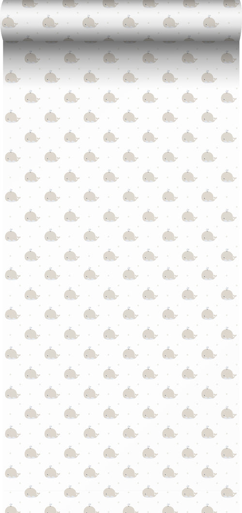 Sanders & Sanders behang walvissen bruin en wit - 53 cm x 10 m - 640565