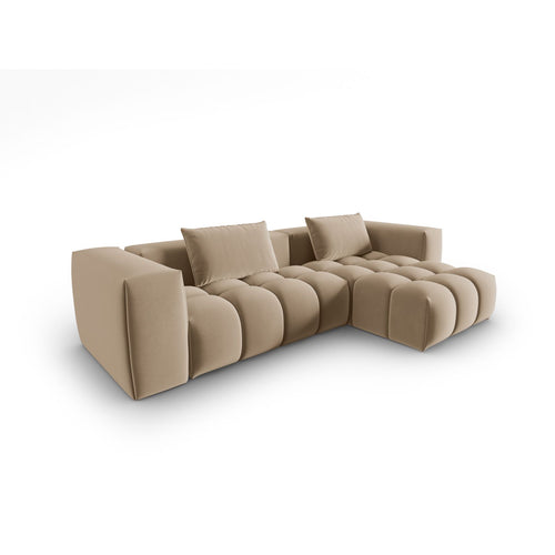 Cosmopolitan Design - Modulaire hoekbank rechts Verona 3-zits, flueel zand - 145x260x70cm