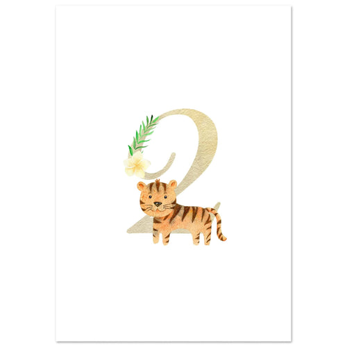 Artfulprints Poster Cijfer 2 kinderkamer   - 70x100 cm - Meerkleurig