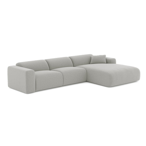 Sia Home - Brede rechte hoekbank MYRA - geweven stof lichtgrijs 280cm