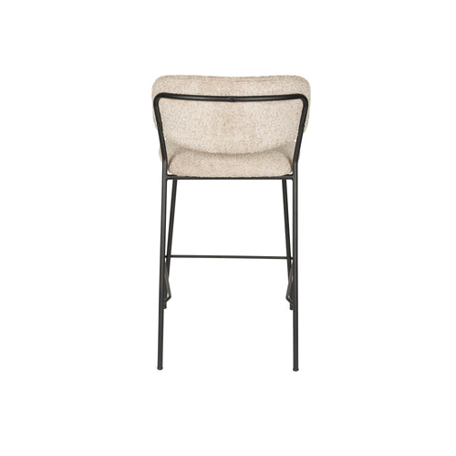 Housecraft Living Jolien Barkruk 65 cm Zwart/Beige Bouclé - set van 2