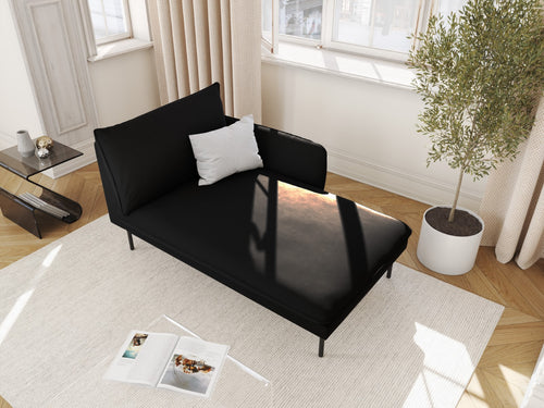 Cosmopolitan Design rechter chaise longue Vienna flueel, zwart - 170x110x95cm