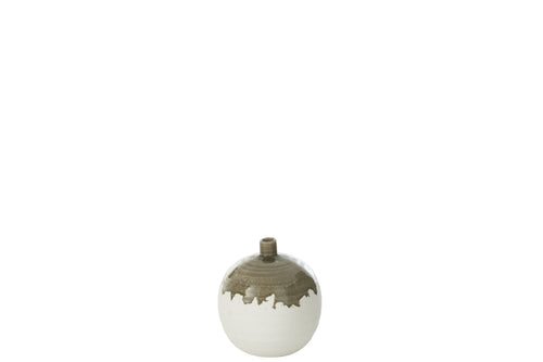 J-Line vaas Olea Fles - olijfgroen/wit - small - Ø 21.5 cm