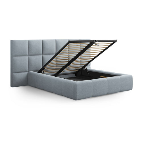 Cosmopolitan Design - Opbergbed met hoofdeinde Livigno 200x140cm structurele stof lichtblauw - 230x200x125cm