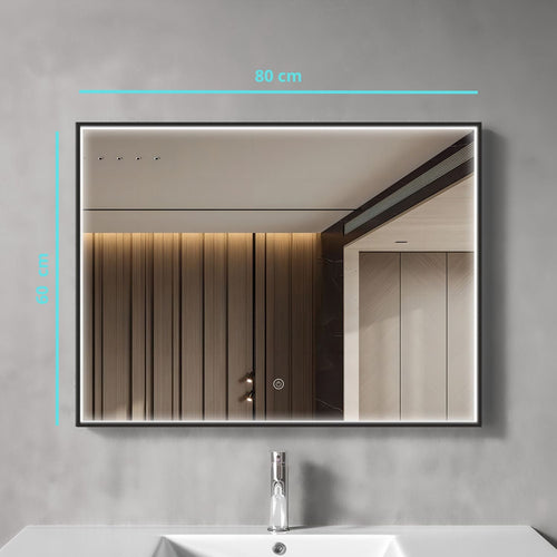 LOMAZOO badkamerspiegel Bordeaux - met LED verlichting & anti condens - rechthoekig - 80 x 60 cm