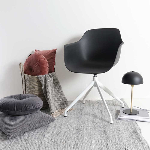 Nolon Nola-Puk Eetkamerstoel Zwart - Draaibaar - Armleuning - Wit - vtwonen shop