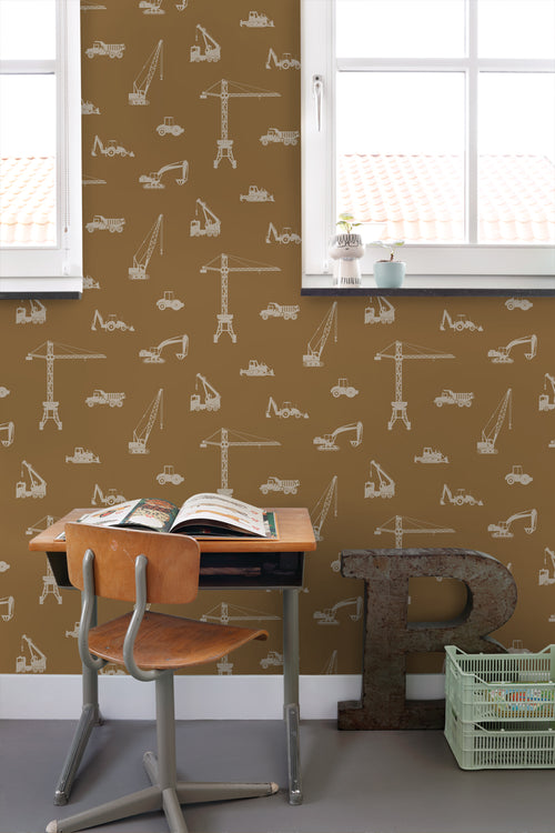 ESTAhome behang voertuigen okerbruin - 53 cm x 10.05 m - 139971 - vtwonen shop