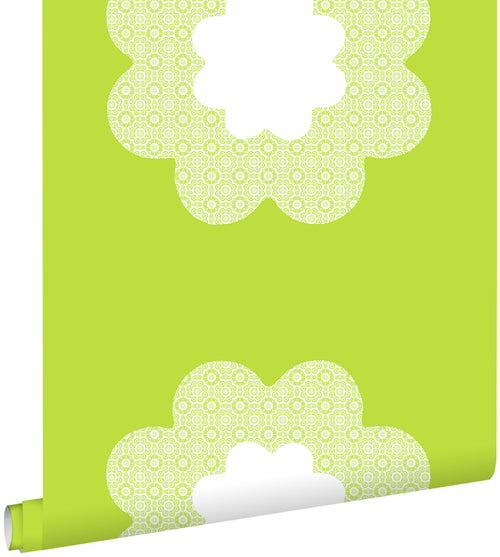 ESTAhome behang kanten bloemen limegroen - 53 cm x 10.05 m - 114952