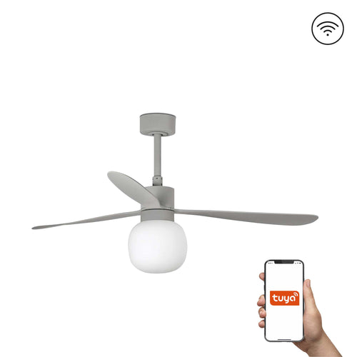Faro Amelia Grote 3-bladige grijze lamp met licht 2700K Tuya Smart System