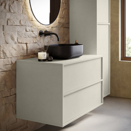 Badplaats Wastafelkast Mali 80 cm – Beige – Badmeubel met Kolomkast