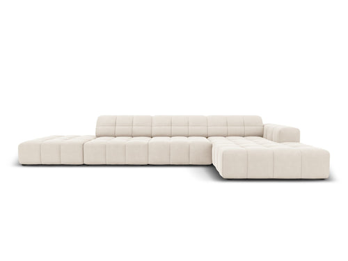 Cosmopolitan Design rechter hoekbank Chicago 5-zits, flueel lichtbeige - 167x348x78cm