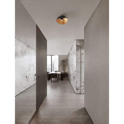 Nova Luce OPSI Plafondlamp met komvormige kap van 30 cm, halfverzonken, zandkleurig zwart, goudkleurig, E27 fitting, 1x12W