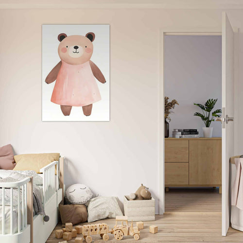 Artfulprints  Beer in roze jurk   poster A4 21x29.7 cm - vtwonen shop