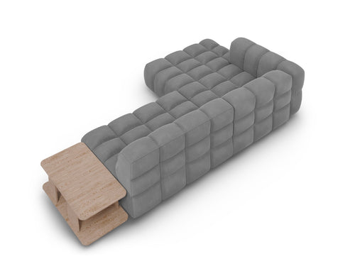 Cosmopolitan Design Modulaire hoekbank links Sky 4-zits, flueel, lichtgrijs - 162x297x70cm