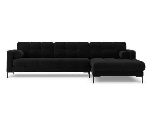 Cosmopolitan Design rechter hoekbank Bali 5-zits, flueel, zwart - 185x293x75cm