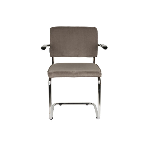 Zuiver Ridge Rib Eetkamerstoelen armleuning Grijs - Set van 2 - vtwonen shop