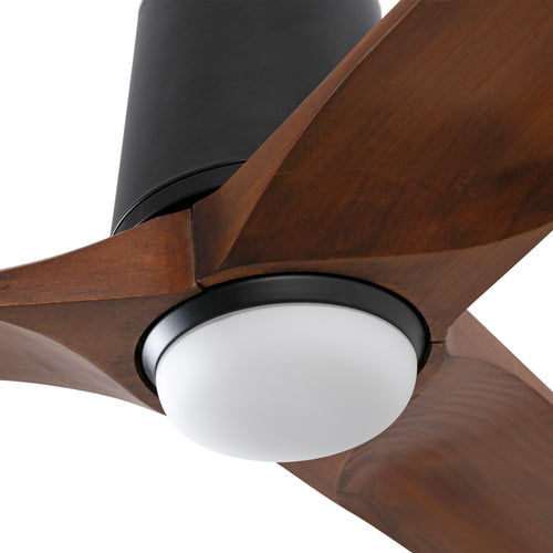 Faro Heywood Tub Grote plafondventilator met 3 bladen, matzwart, walnoot met licht 2700 - 4000 - 6000K