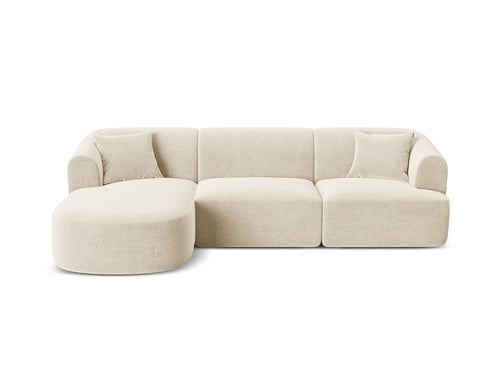 Cosmopolitan Design Modulaire hoekbank links Campi 4-zits, flueel lichtbeige - 156x256x70cm