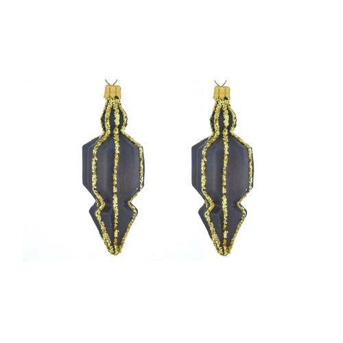 Dagmara kerstdecoratie – zwart – glas – set van 2 – met gouden elementen - vtwonen shop