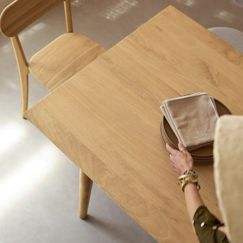 Tikamoon Uitschuifbare tafel in massief mangohout voor 6/8 personen - Naturel