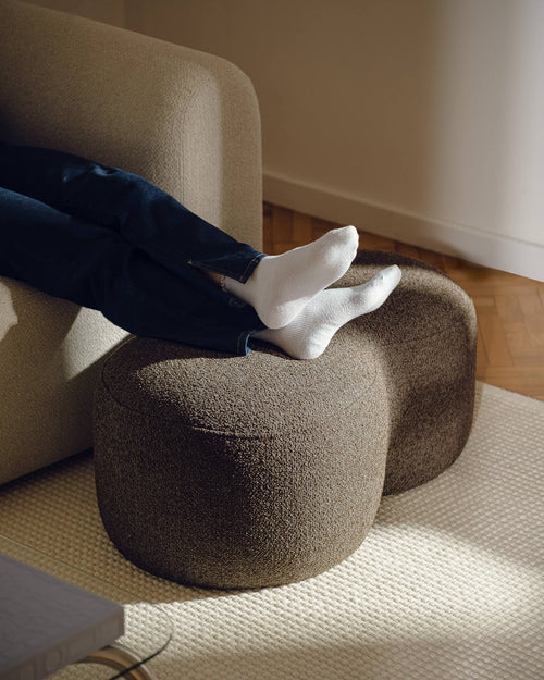 noo.ma Umbo Pouf - Chocolate Brown Bouclé, 89x51x38 cm