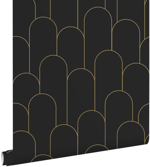 ESTAhome behang art deco motief zwart en goud - 50 x 900 cm - 139658 - vtwonen shop