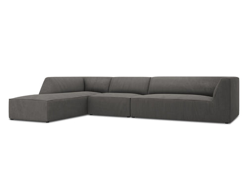 Micadoni linker hoekbank Ruby 5-zits, ribfluwelen, donkergrijs - 180x366x69cm